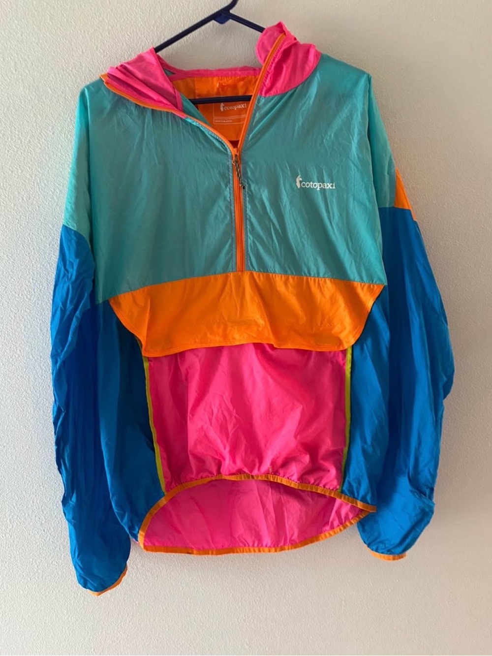 Cotopaxi Colorblock Windbreaker Jacket - Teal, Pink & Blue